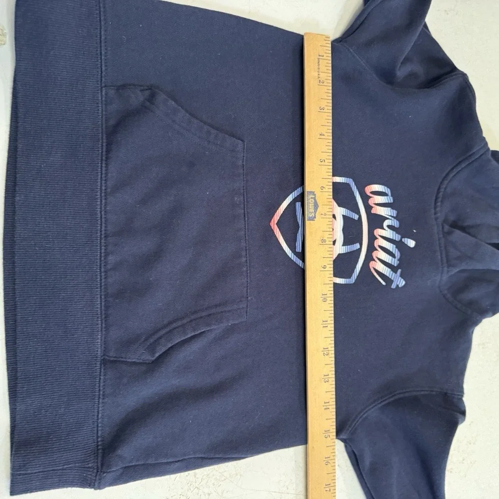 Ariat Hoodie Girls Sz‎ 8 Blue REAL Fleece Pullover Logo Graphic Kangaroo Pocket